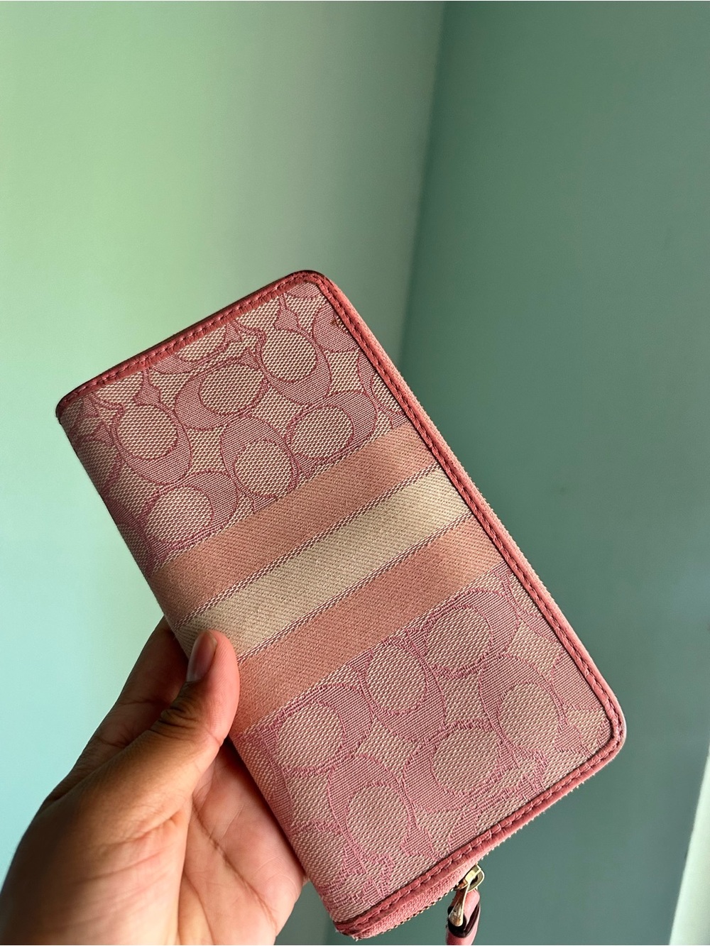 Coach Rose Pink Signature Zip Wristlet - Picture 6 of 6